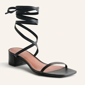 Reformation Alani Block Heel Leather Lace-Up Sandals Black Sz 6